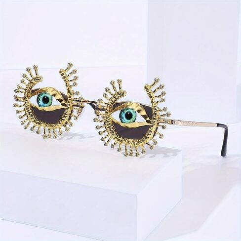 Rhinestone Funny disco rave trendy jersey shore y2k wrap around Party Unique Sunglasses Ladies Glasses in Saudi Arabia