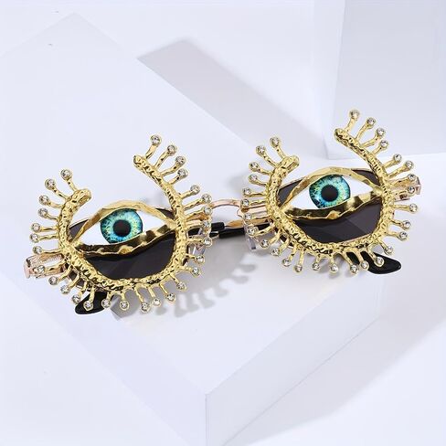 Rhinestone Funny disco rave trendy jersey shore y2k wrap around Party Unique Sunglasses Ladies Glasses in Saudi Arabia