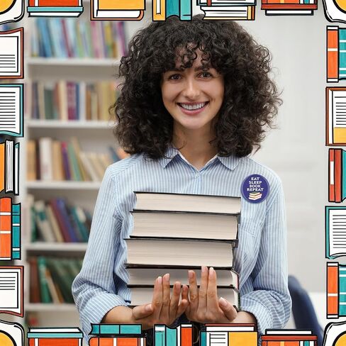 Tondiamo 160 PCS Funny Book Lover Dins Round Round Badge Bookish Bookish for Bookworms Libristics and Desters تحت عنوان الأحداث على الظهر in Saudi Arabia
