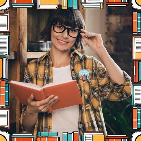 Tondiamo 160 PCS Funny Book Lover Dins Round Round Badge Bookish Bookish for Bookworms Libristics and Desters تحت عنوان الأحداث على الظهر in Saudi Arabia