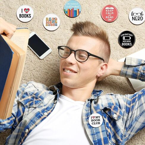 Tondiamo 160 PCS Funny Book Lover Dins Round Round Badge Bookish Bookish for Bookworms Libristics and Desters تحت عنوان الأحداث على الظهر in Saudi Arabia