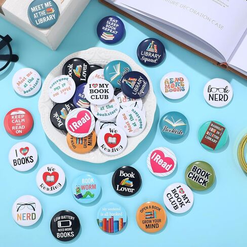 Tondiamo 160 PCS Funny Book Lover Dins Round Round Badge Bookish Bookish for Bookworms Libristics and Desters تحت عنوان الأحداث على الظهر in Saudi Arabia