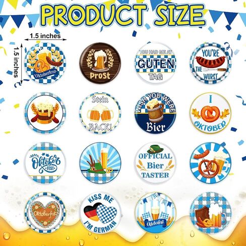 48 PCS Mini Oktoberfest Buttons Dins Bavarian Buttons Badges Ballk for Oktoberfest Bavarian Party Party Favors Supplies Decort in Saudi Arabia
