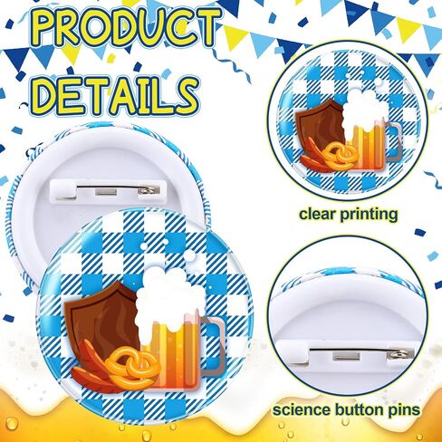 48 PCS Mini Oktoberfest Buttons Dins Bavarian Buttons Badges Ballk for Oktoberfest Bavarian Party Party Favors Supplies Decort in Saudi Arabia