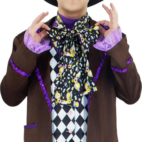 Adults Printed Scarf Hatter Bow Tie Hatter Costume Alice Bowties Accessories for Halloween Party in Saudi Arabia