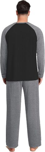 Mens Pajamas Set Lightweight Nightwear Pjs Sleepwear Quick Dry Soft Comfy Long Sleeve Loungewear With Pocket in Kuwait
