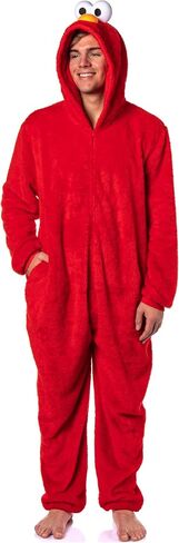 Sesame street character بدلة نقابة للبالغين kigurumi hooded 1 قطعة من الصوف بيجاما للرجال للنساء (Elmo ، كبيرة/x-large) الأحمر in Saudi Arabia