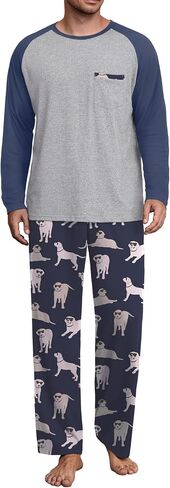 Mens Pajamas Set Lightweight Nightwear Pjs Sleepwear Quick Dry Soft Comfy Long Sleeve Loungewear With Pocket in Kuwait
