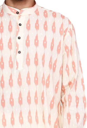 TOSQP27 Mens Pure Cotton Kurta Pajama Set Gift Printed Knee-Length Casual Wear Ethnic Long Sleeve Top for Wedding Festival in Saudi Arabia