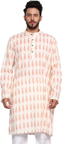 TOSQP27 Mens Pure Cotton Kurta Pajama Set Gift Printed Knee-Length Casual Wear Ethnic Long Sleeve Top for Wedding Festival in Saudi Arabia