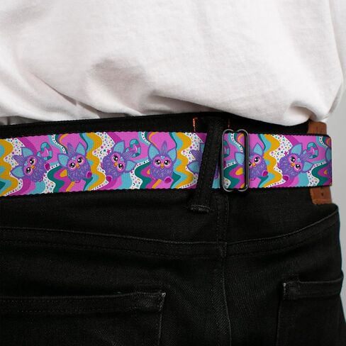Furby Belt, Seatbelt Buckle Belt, Furby Purple Dancing Pose Collage Multi Color, Adjustable in Saudi Arabia