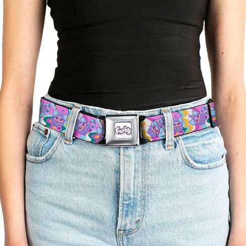 Furby Belt, Seatbelt Buckle Belt, Furby Purple Dancing Pose Collage Multi Color, Adjustable in Saudi Arabia
