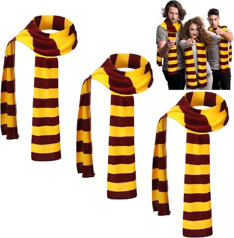 Jecery 3 Pack Knit Neck Scarves 16 Inch Magic College Styles Striped Neckerchief Men Women Cosplay Costume Neck Accessory Winter in Saudi Arabia