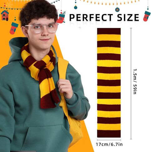 Jecery 3 Pack Knit Neck Scarves 16 Inch Magic College Styles Striped Neckerchief Men Women Cosplay Costume Neck Accessory Winter in Saudi Arabia