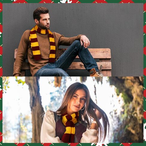 Jecery 3 Pack Knit Neck Scarves 16 Inch Magic College Styles Striped Neckerchief Men Women Cosplay Costume Neck Accessory Winter in Saudi Arabia