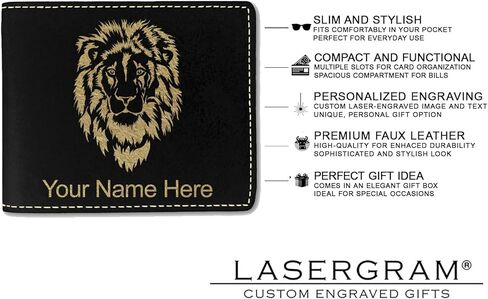 LaserGram Faux Leather Bi-Fold Wallet, Hawaiian Sea Turtle, Personalized Engraving Included (Black with Silver) in Kuwait