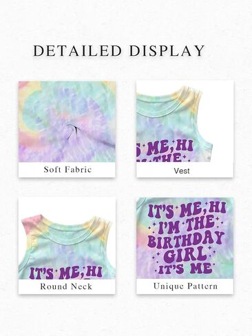 Birthday Girls Tank Tops Its Me Hi Im The Birthday Girl Shirt Toddler Cute Sleeveless Tie Dye Shirt 4-10 Years in Saudi Arabia