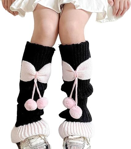 فتيات الساق تدفئة y2k لطيف bowkknot غامض جوارب طويلة السقوط أزياء عيد الميلاد streetwear kawaii lolita harajuku الساق دافئ in Saudi Arabia