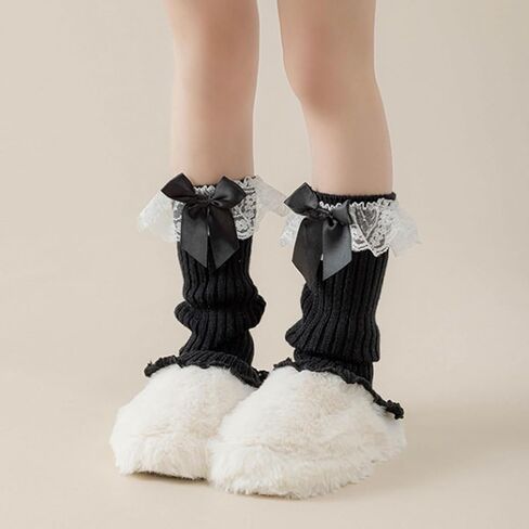 Kawaii Ballet Leg Warmers for Kids Girls Winter Lace Leg Warmers with Bows for Dance Practice Yoga Sports in Kuwait