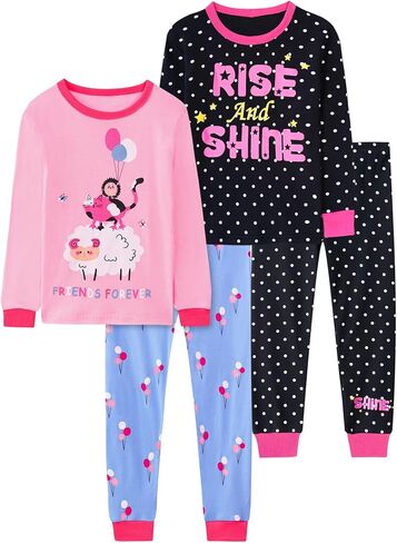 طقم بيجامات قطنية للفتيات مكون من 4 قطع لعيد الميلاد ملابس نوم للأطفال in Kuwait