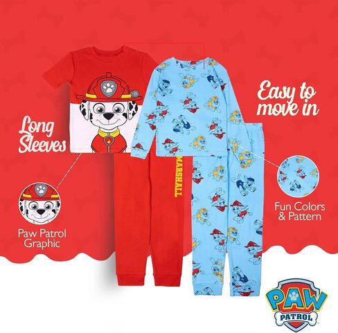 Nickelodeon unisex-child Paw Patrol | Baby Shark | Blue's Clues & You 4-piece Snug-fit Cotton Pajama Set in Saudi Arabia