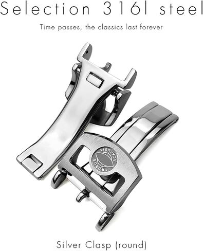 316L Stainless Steel Buckle Portugieser Rose Gold Rubber Leather Folding Clasp in Saudi Arabia