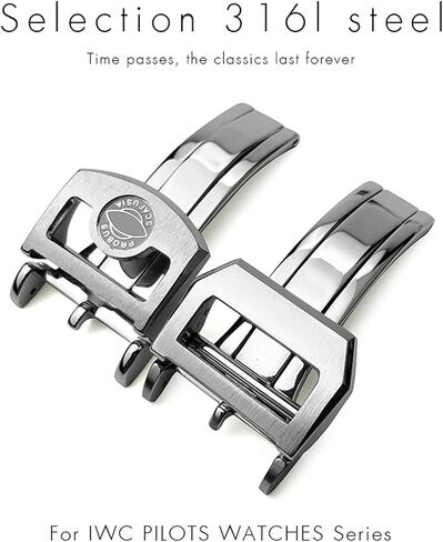 316L Stainless Steel Buckle Portugieser Rose Gold Rubber Leather Folding Clasp in Saudi Arabia