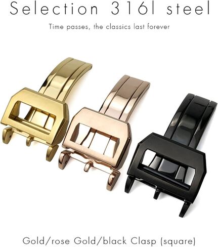 316L Stainless Steel Buckle Portugieser Rose Gold Rubber Leather Folding Clasp in Saudi Arabia