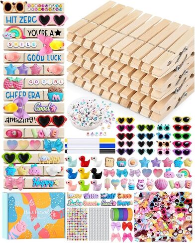 دبابيس البهجة لحقائب الظهر ، 80 مجموعة ملابس ملونة من الملابس الخشبية مقاطع الكرة الطائرة مقاطع الطائرة المشجعين هدايا كبيرة للفريق مع راتنج الاشياء 40 Mini Ducks 40 Bows 300 Beads Rich Excesssories in Kuwait