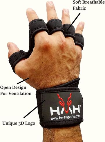 Workout Gloves Weight Lifting Gym Gloves for Men Women Wrist Support Padded Adjustable & Ventilated Grip Palm Protection Exercise Fitness Gloves, Pull ups in Kuwait