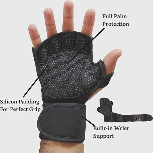 Workout Gloves Weight Lifting Gym Gloves for Men Women Wrist Support Padded Adjustable & Ventilated Grip Palm Protection Exercise Fitness Gloves, Pull ups in Kuwait