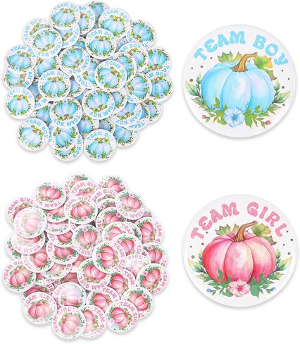 100pcs اليقطين الجنس الكشف عن دبابيس ، Fall Pumpkin Baby Baby Boy Team Team Girl Butons for Halloween Halloween Fall Gender Decorations Baby Dust in Saudi Arabia