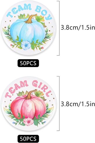 100pcs اليقطين الجنس الكشف عن دبابيس ، Fall Pumpkin Baby Baby Boy Team Team Girl Butons for Halloween Halloween Fall Gender Decorations Baby Dust in Saudi Arabia