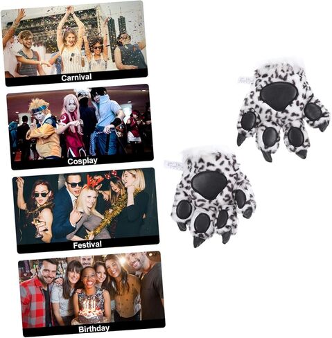 BESTYASH Plush Snow Gloves Cozy Furry Mitts Soft Warm Animal Paw Cosplay Costume Party Halloween Stage in Kuwait