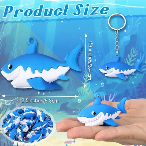 48 PCS Mini Shark Keychain Bulk Cute Silicone Shark Keyring Under the Sea Party Supplies Hanging Keychains for Whale Sharks Loving Gift for Bridting Propack Protctions in Kuwait