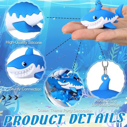 48 PCS Mini Shark Keychain Bulk Cute Silicone Shark Keyring Under the Sea Party Supplies Hanging Keychains for Whale Sharks Loving Gift for Bridting Propack Protctions in Kuwait