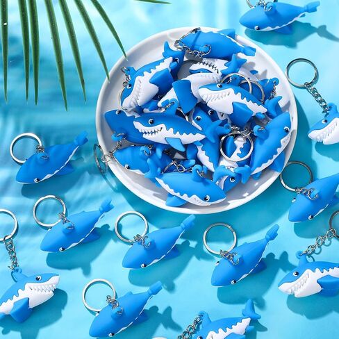 48 PCS Mini Shark Keychain Bulk Cute Silicone Shark Keyring Under the Sea Party Supplies Hanging Keychains for Whale Sharks Loving Gift for Bridting Propack Protctions in Kuwait
