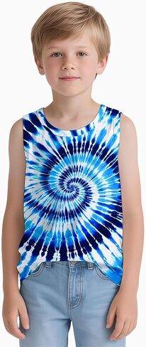 أطفال ربطة الصبغة قمم الصبغة قمم القمصان بلا أكمامات ، تيز المحملات لمدة تتراوح بين 5 و 14 عامًا من الفتيات in Kuwait