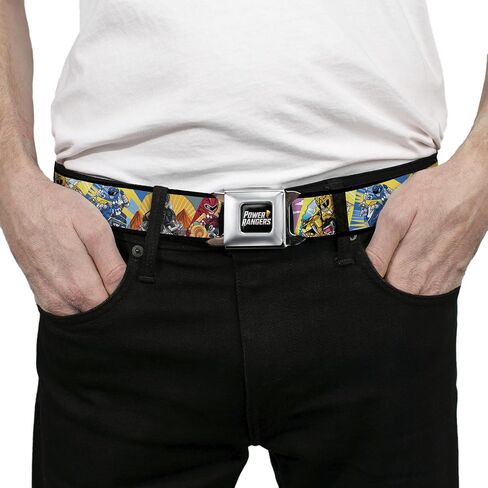 Power Rangers Belt, Seatbelt Buckle Belt, Power Rangers and Zord Action Pose Blocks, Adjustable in Saudi Arabia