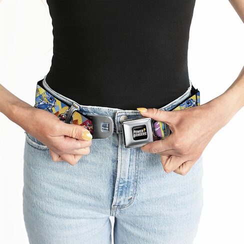 Power Rangers Belt, Seatbelt Buckle Belt, Power Rangers and Zord Action Pose Blocks, Adjustable in Saudi Arabia