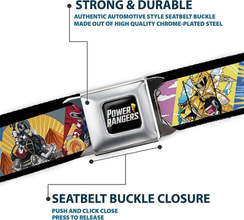 Power Rangers Belt, Seatbelt Buckle Belt, Power Rangers and Zord Action Pose Blocks, Adjustable in Saudi Arabia
