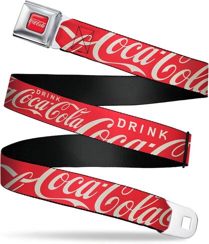 حزام شركة Coca-Cola ، حزام مشبك حزام الأمان ، شرب شعار Coca Cola typograpy متناثر أبيض أبيض ، قابل للتعديل in Saudi Arabia