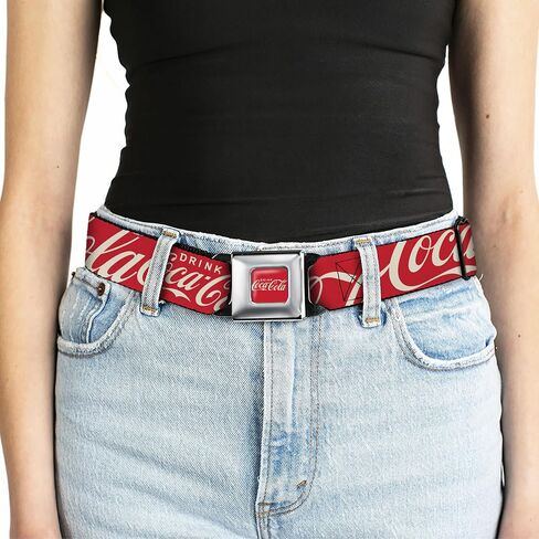 حزام شركة Coca-Cola ، حزام مشبك حزام الأمان ، شرب شعار Coca Cola typograpy متناثر أبيض أبيض ، قابل للتعديل in Saudi Arabia