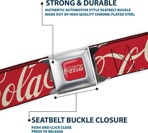 حزام شركة Coca-Cola ، حزام مشبك حزام الأمان ، شرب شعار Coca Cola typograpy متناثر أبيض أبيض ، قابل للتعديل in Saudi Arabia