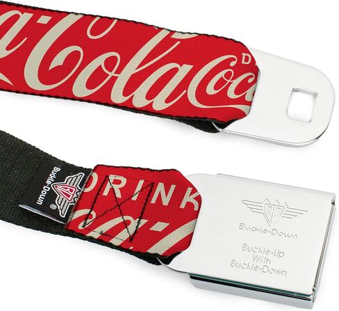 حزام شركة Coca-Cola ، حزام مشبك حزام الأمان ، شرب شعار Coca Cola typograpy متناثر أبيض أبيض ، قابل للتعديل in Saudi Arabia