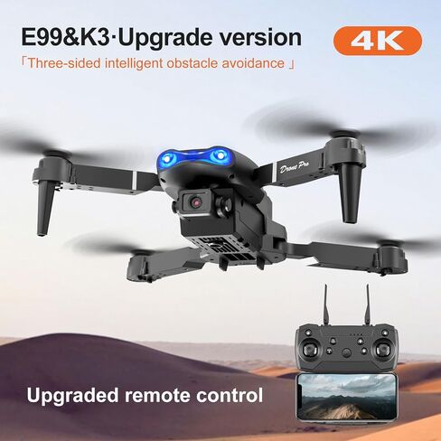 طائرة بدون طيار FPV مع كاميرات 4K مزدوجة HD نسخة مطورة من RC Quadcopter للبالغين والأطفال in Kuwait