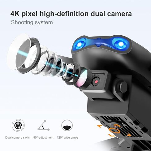 طائرة بدون طيار FPV مع كاميرات 4K مزدوجة HD نسخة مطورة من RC Quadcopter للبالغين والأطفال in Kuwait