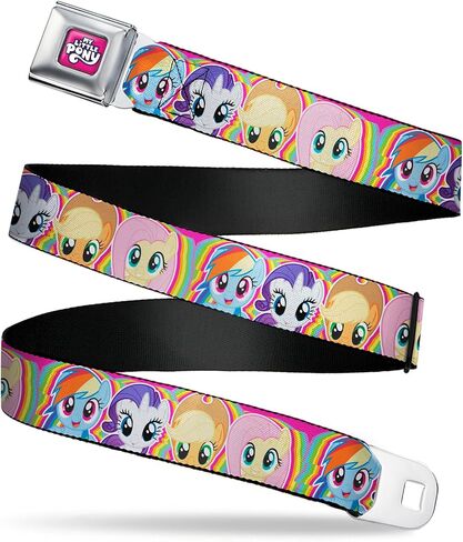 My Little Pony Belt, Seatbelt Buckle, Four Pony Close Up Faces Pink Multi Color in Saudi Arabia