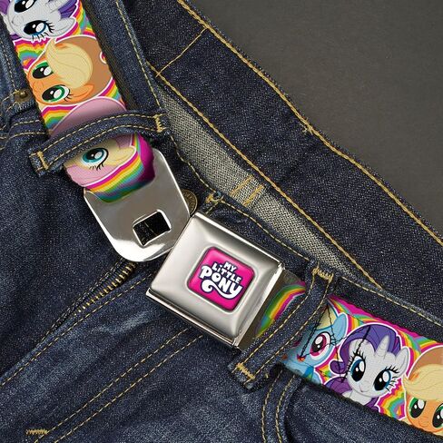 My Little Pony Belt, Seatbelt Buckle, Four Pony Close Up Faces Pink Multi Color in Saudi Arabia