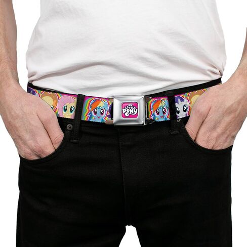 My Little Pony Belt, Seatbelt Buckle, Four Pony Close Up Faces Pink Multi Color in Saudi Arabia